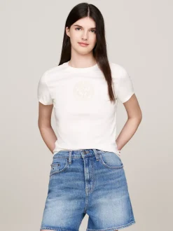 T-Shirty*Tommy Hilfiger T-shirt W Uczelnianym Stylu Z Logo Explorer ANCIENT WHITE