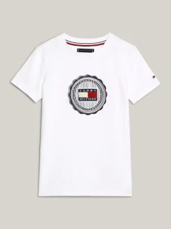T-Shirty I Koszulki Polo*Tommy Hilfiger T-shirt Z Aplikacją W Kształcie Pieczęci WHITE