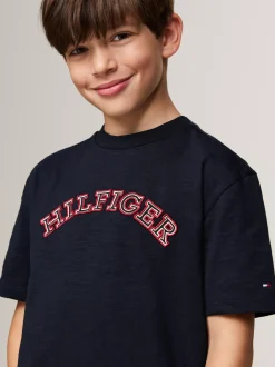 T-Shirty I Koszulki Polo*Tommy Hilfiger T-shirt Z Aplikacją Z Logo Hilfiger Monotype DESERT SKY