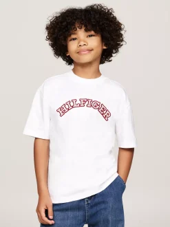 T-Shirty I Koszulki Polo*Tommy Hilfiger T-shirt Z Aplikacją Z Logo Hilfiger Monotype WHITE