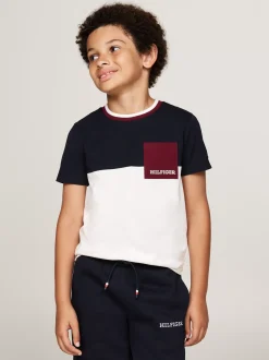 T-Shirty I Koszulki Polo*Tommy Hilfiger T-shirt Z Blokami Kolorów I Logo ANCIENT WHITE