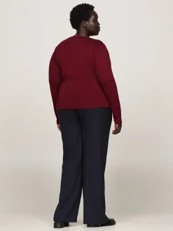 T-Shirty*Tommy Hilfiger T-shirt Z Dekoltem W łódkę Curve DEEP ROUGE