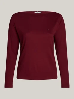 T-Shirty*Tommy Hilfiger T-shirt Z Dekoltem W łódkę Curve DEEP ROUGE