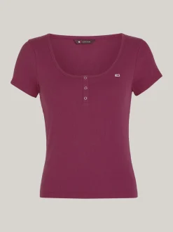 T-Shirty*Tommy Hilfiger T-shirt Z Dekoltem W Kształcie Litery U VALLEY GRAPE
