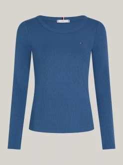 T-Shirty*Tommy Hilfiger T-shirt Z Długim Rękawem I Dekoltem W łódkę FOSSIL BLUE