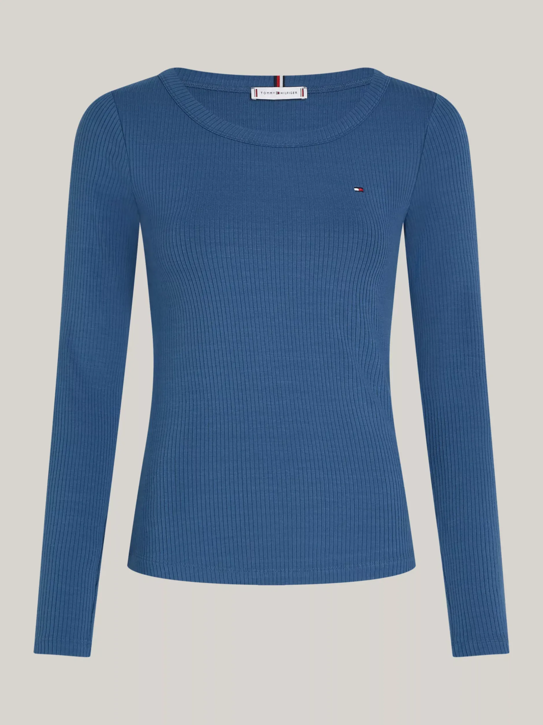 T-Shirty*Tommy Hilfiger T-shirt Z Długim Rękawem I Dekoltem W łódkę FOSSIL BLUE