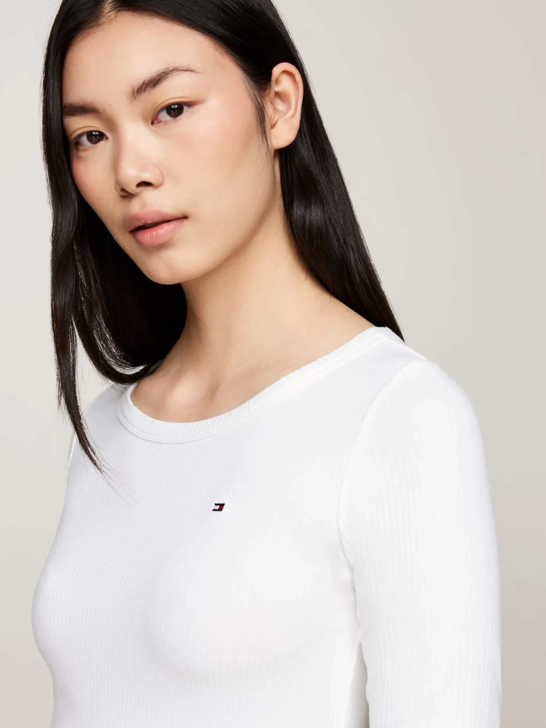 T-Shirty*Tommy Hilfiger T-shirt Z Długim Rękawem I Dekoltem W łódkę ECRU