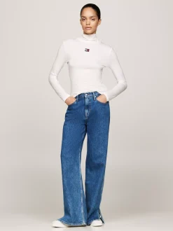 T-Shirty*Tommy Hilfiger T-shirt Z Długim Rękawem I Naszywką Tommy ANCIENT WHITE
