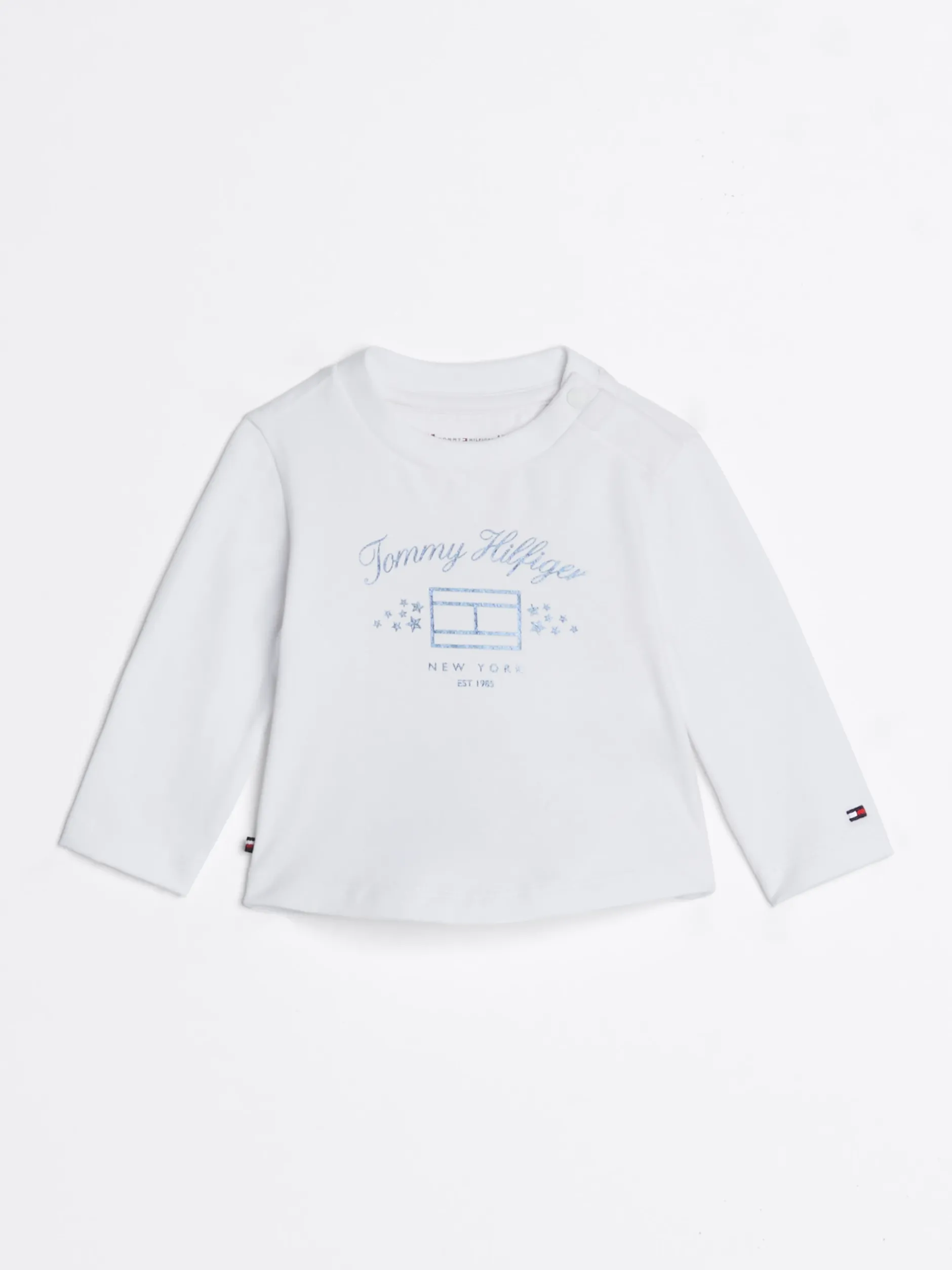 Dziewczynki|Chłopcy*Tommy Hilfiger T-shirt Z Długim Rękawem Z Metalicznym Logo WHITE