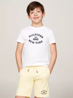 T-Shirty I Koszulki Polo*Tommy Hilfiger T-shirt Z Flokowanym Logo Hilfiger WHITE