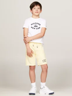T-Shirty I Koszulki Polo*Tommy Hilfiger T-shirt Z Flokowanym Logo Hilfiger WHITE