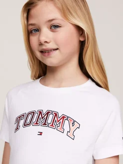 Topy I T-Shirty*Tommy Hilfiger T-shirt Z Foliowym Logo W Stylu Varsity WHITE