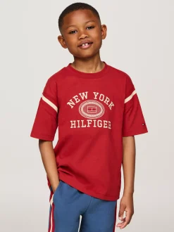 T-Shirty I Koszulki Polo*Tommy Hilfiger T-shirt Z Haftem Z Logo Hilfiger DARK MAGMA