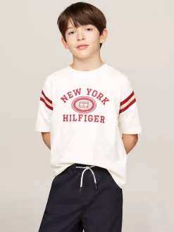 T-Shirty I Koszulki Polo*Tommy Hilfiger T-shirt Z Haftem Z Logo Hilfiger ANCIENT WHITE
