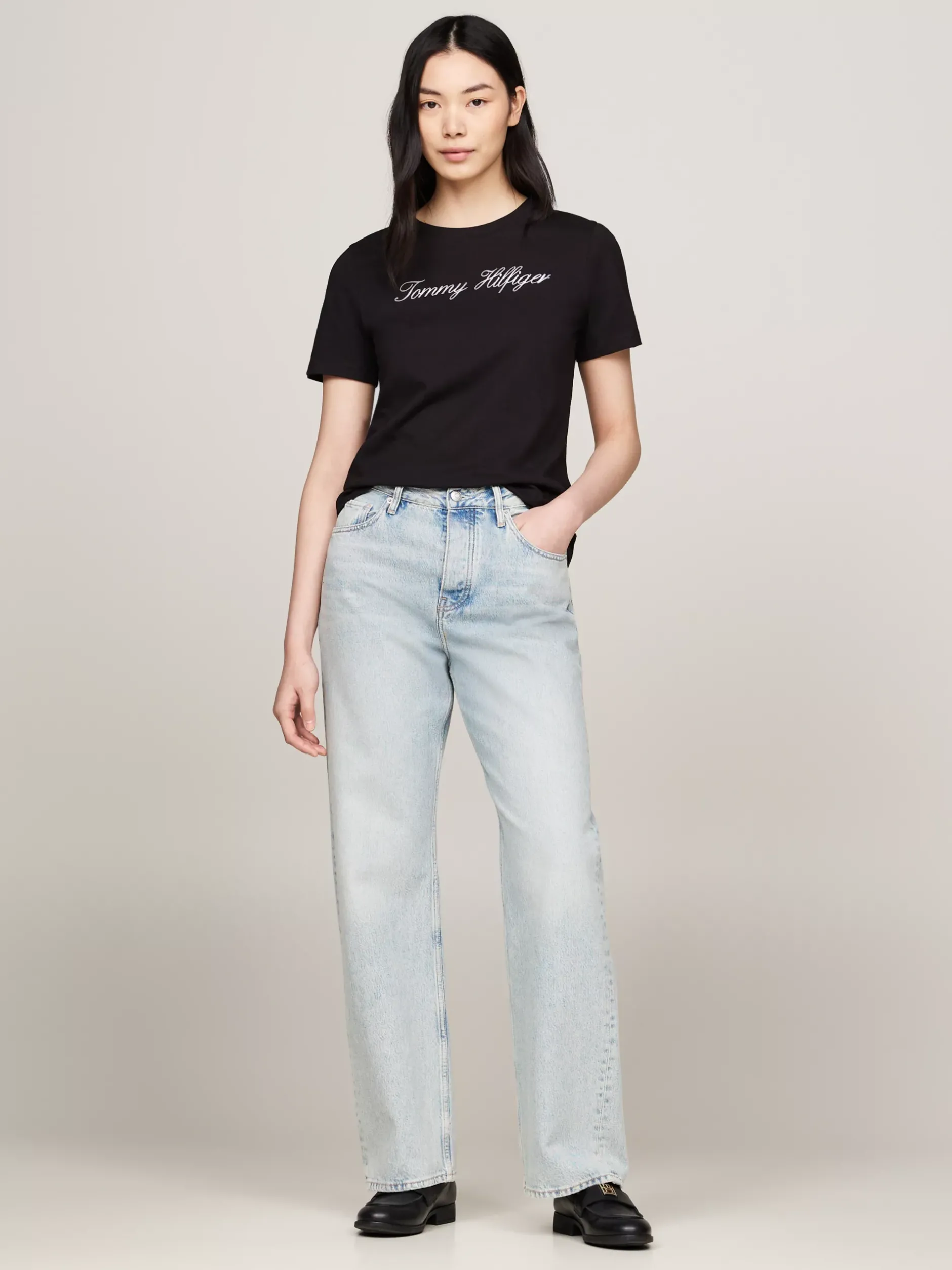T-Shirty*Tommy Hilfiger T-shirt Z Kaligrafowanym Logo NOS BLACK