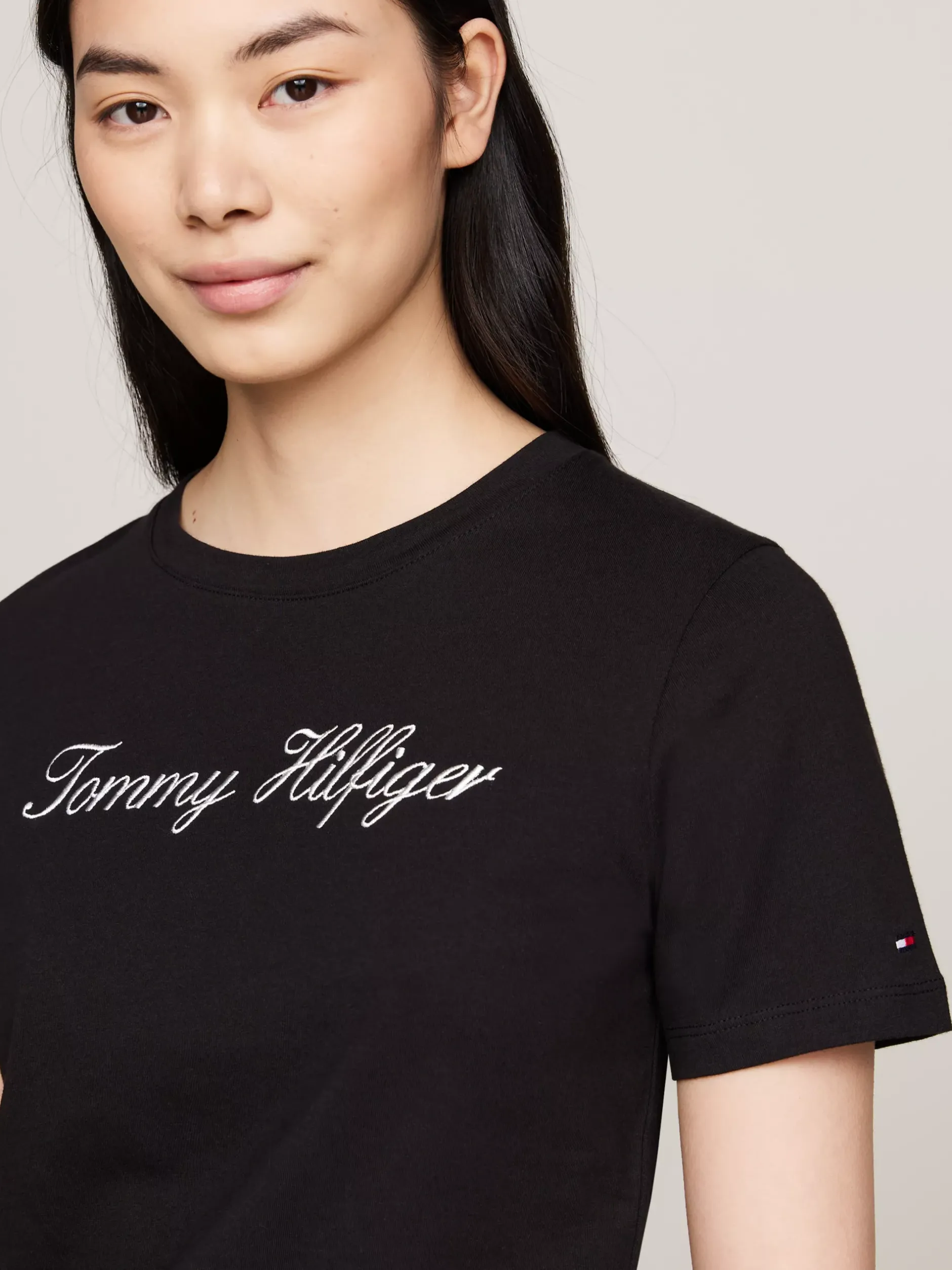 T-Shirty*Tommy Hilfiger T-shirt Z Kaligrafowanym Logo NOS BLACK