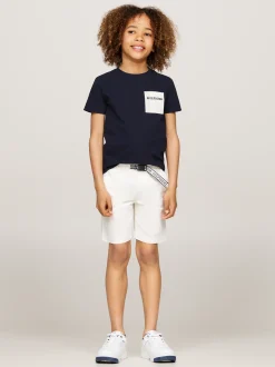 T-Shirty I Koszulki Polo*Tommy Hilfiger T-shirt Z Kieszenią W Kratę I Logo DESERT SKY