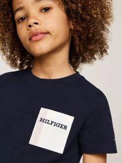 T-Shirty I Koszulki Polo*Tommy Hilfiger T-shirt Z Kieszenią W Kratę I Logo DESERT SKY