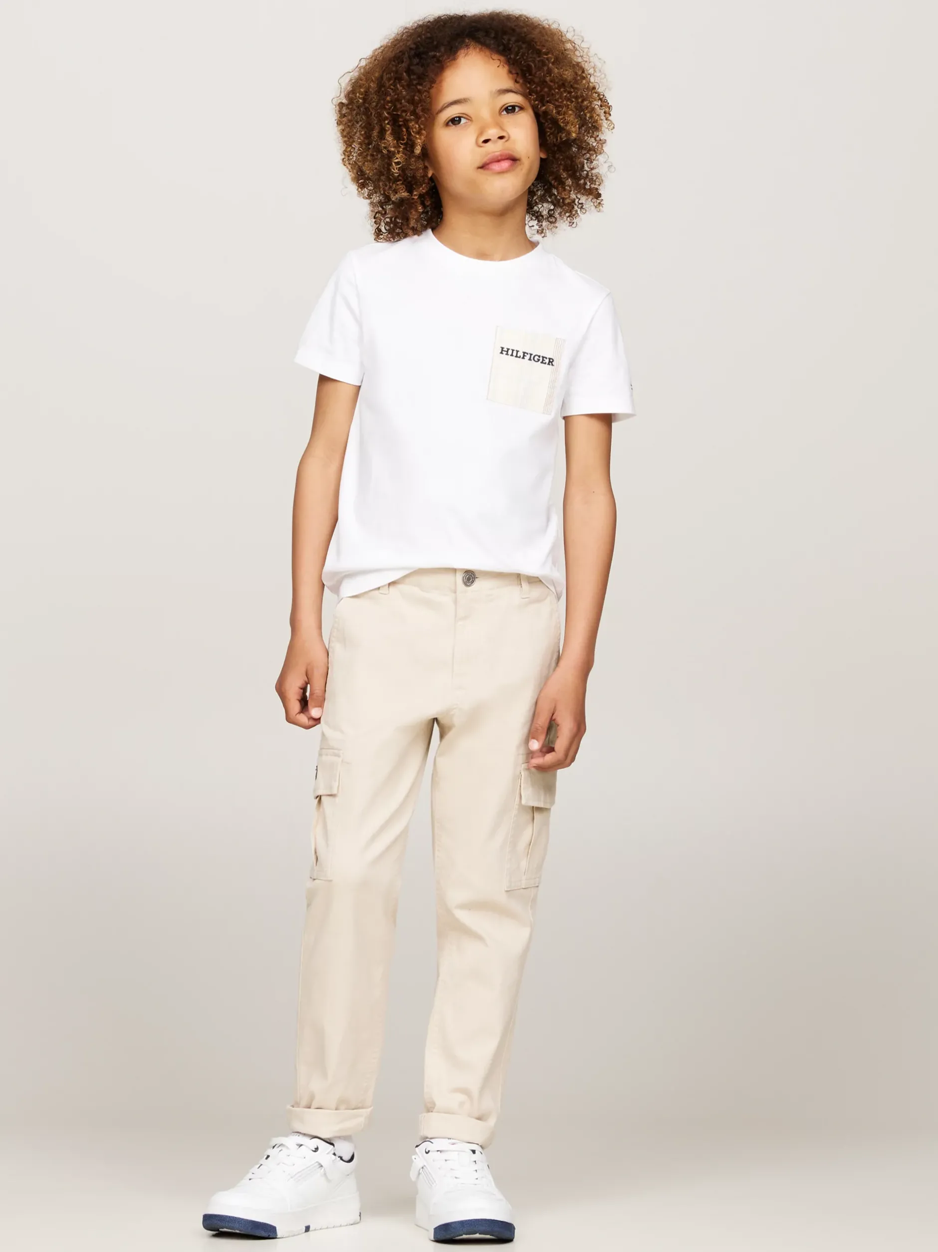 T-Shirty I Koszulki Polo*Tommy Hilfiger T-shirt Z Kieszenią W Kratę I Logo WHITE