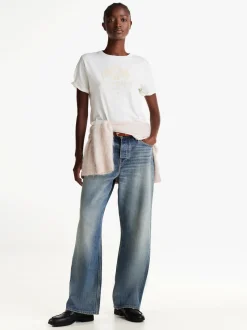 T-Shirty*Tommy Hilfiger T-shirt Z Kontrastowym Wykończeniem ANCIENT WHITE