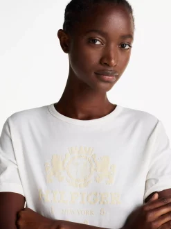 T-Shirty*Tommy Hilfiger T-shirt Z Kontrastowym Wykończeniem ANCIENT WHITE