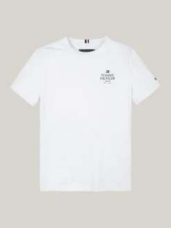 T-Shirty I Koszulki Polo*Tommy Hilfiger T-shirt Z Logo Hilfiger I Okrągłym Dekoltem WHITE