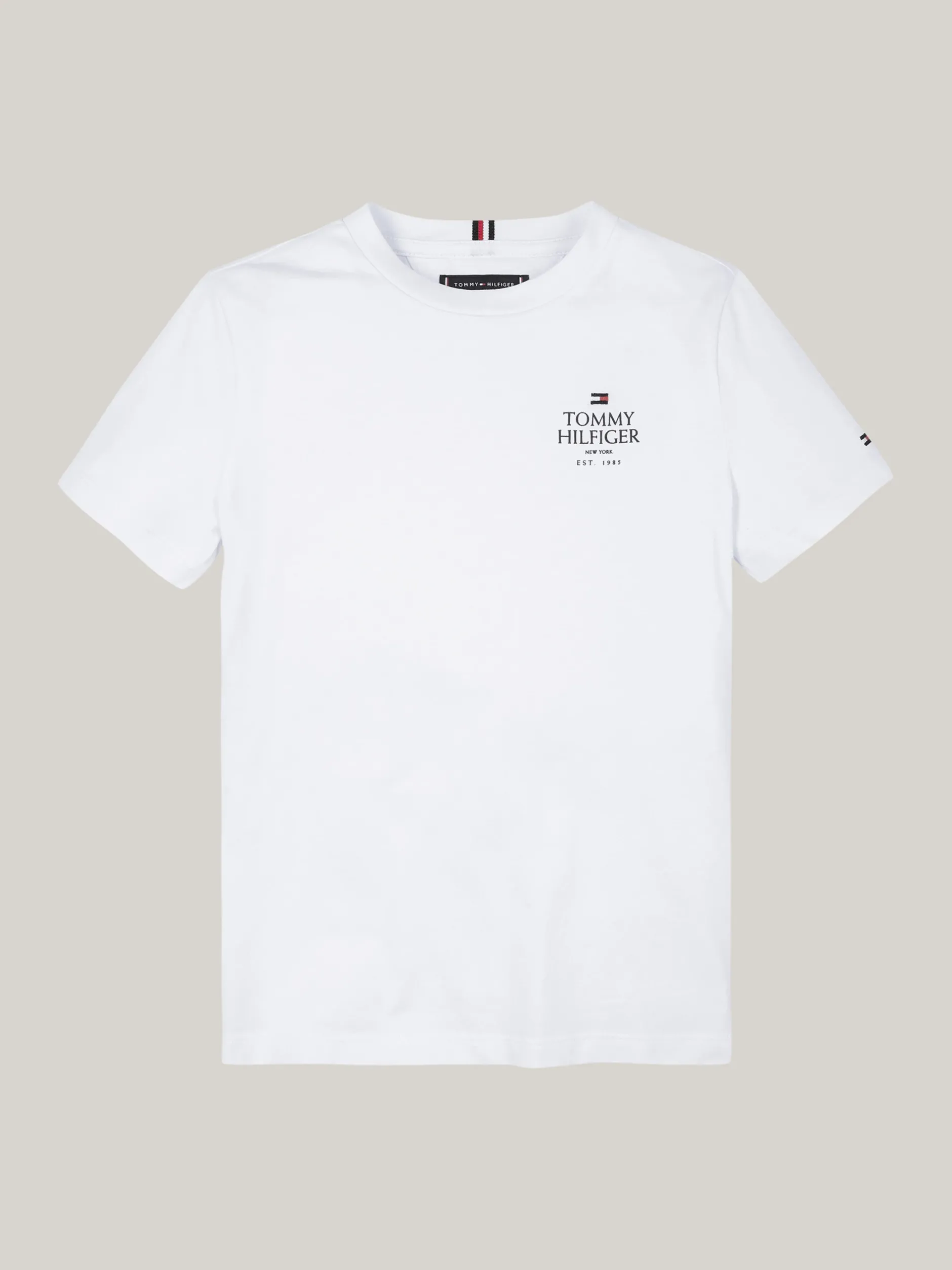 T-Shirty I Koszulki Polo*Tommy Hilfiger T-shirt Z Logo Hilfiger I Okrągłym Dekoltem WHITE