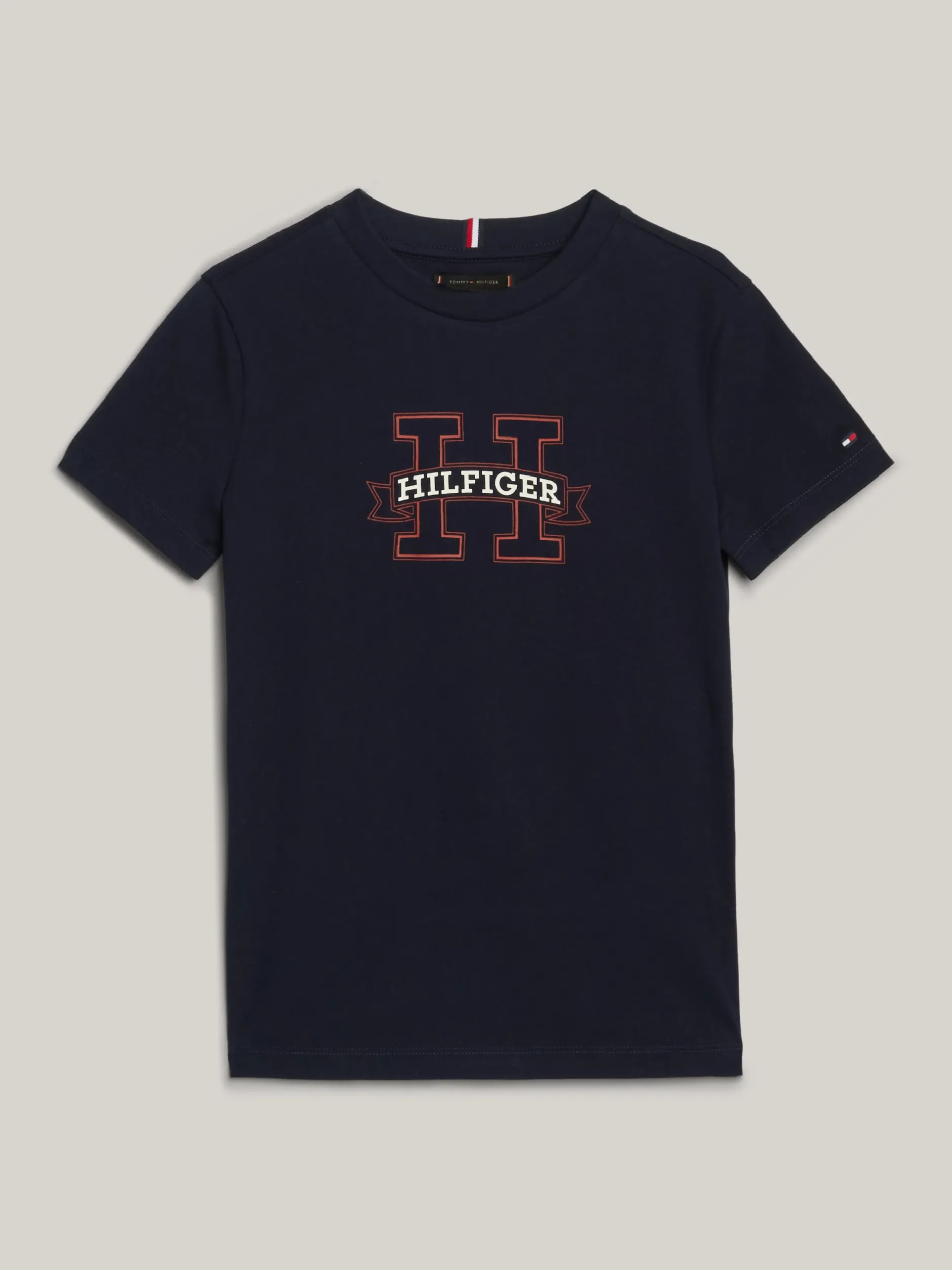 T-Shirty I Koszulki Polo*Tommy Hilfiger T-shirt Z Logo Hilfiger Wykonanym Czcionką Monotypową DESERT SKY