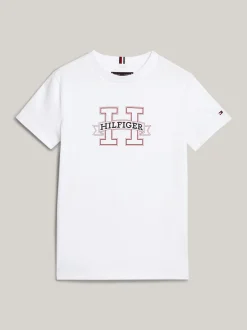 T-Shirty I Koszulki Polo*Tommy Hilfiger T-shirt Z Logo Hilfiger Wykonanym Czcionką Monotypową WHITE