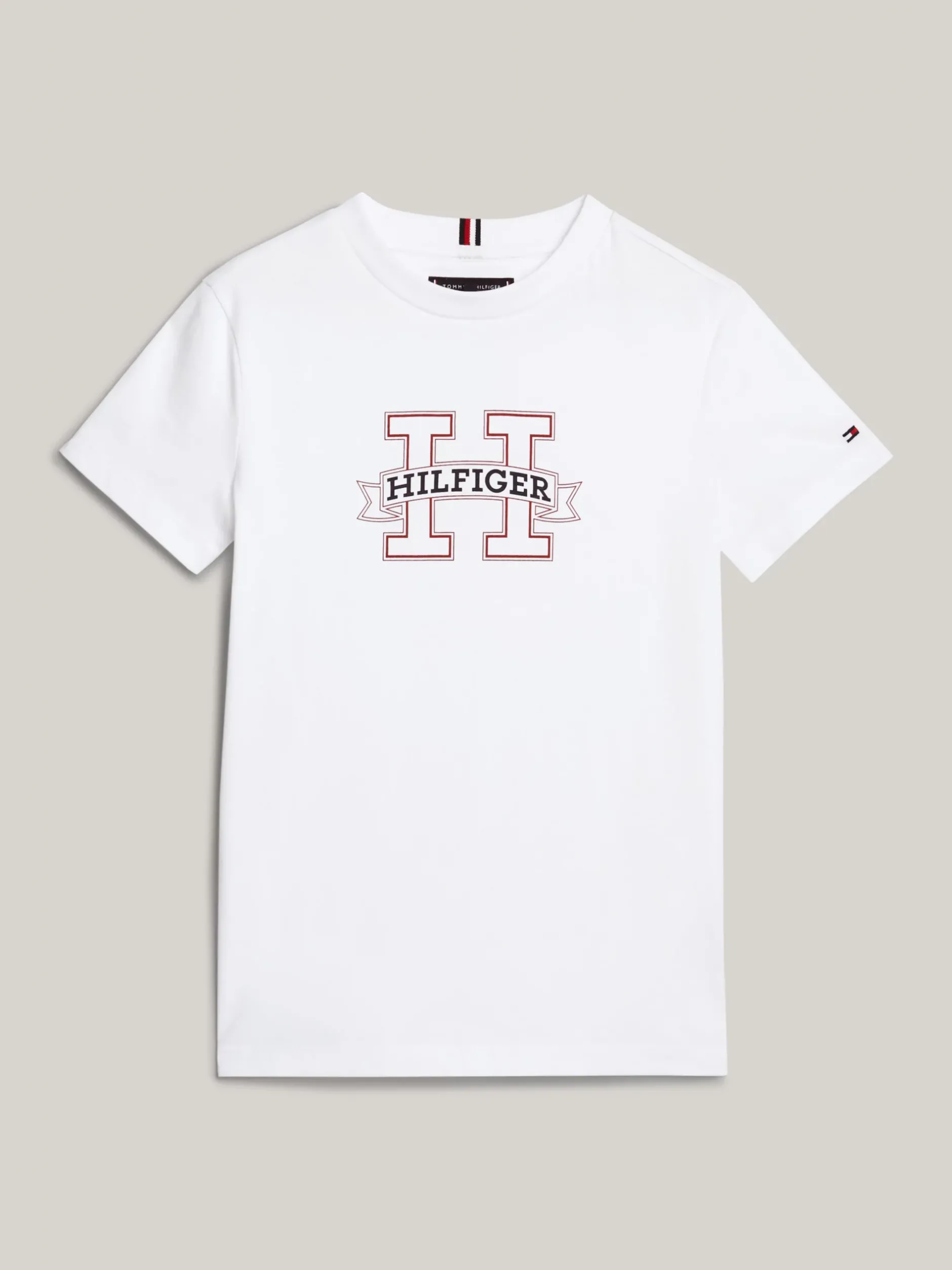 T-Shirty I Koszulki Polo*Tommy Hilfiger T-shirt Z Logo Hilfiger Wykonanym Czcionką Monotypową WHITE