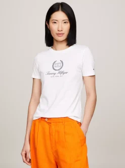 T-Shirty*Tommy Hilfiger T-shirt Z Logo I Okrągłym Dekoltem TH OPTIC WHITE