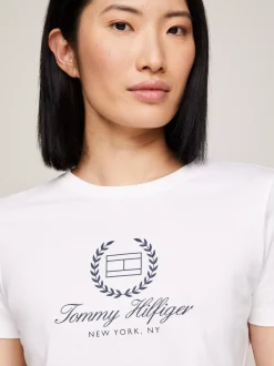 T-Shirty*Tommy Hilfiger T-shirt Z Logo I Okrągłym Dekoltem TH OPTIC WHITE