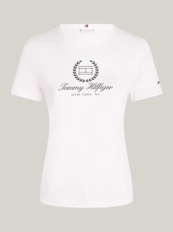 T-Shirty*Tommy Hilfiger T-shirt Z Logo I Okrągłym Dekoltem TH OPTIC WHITE