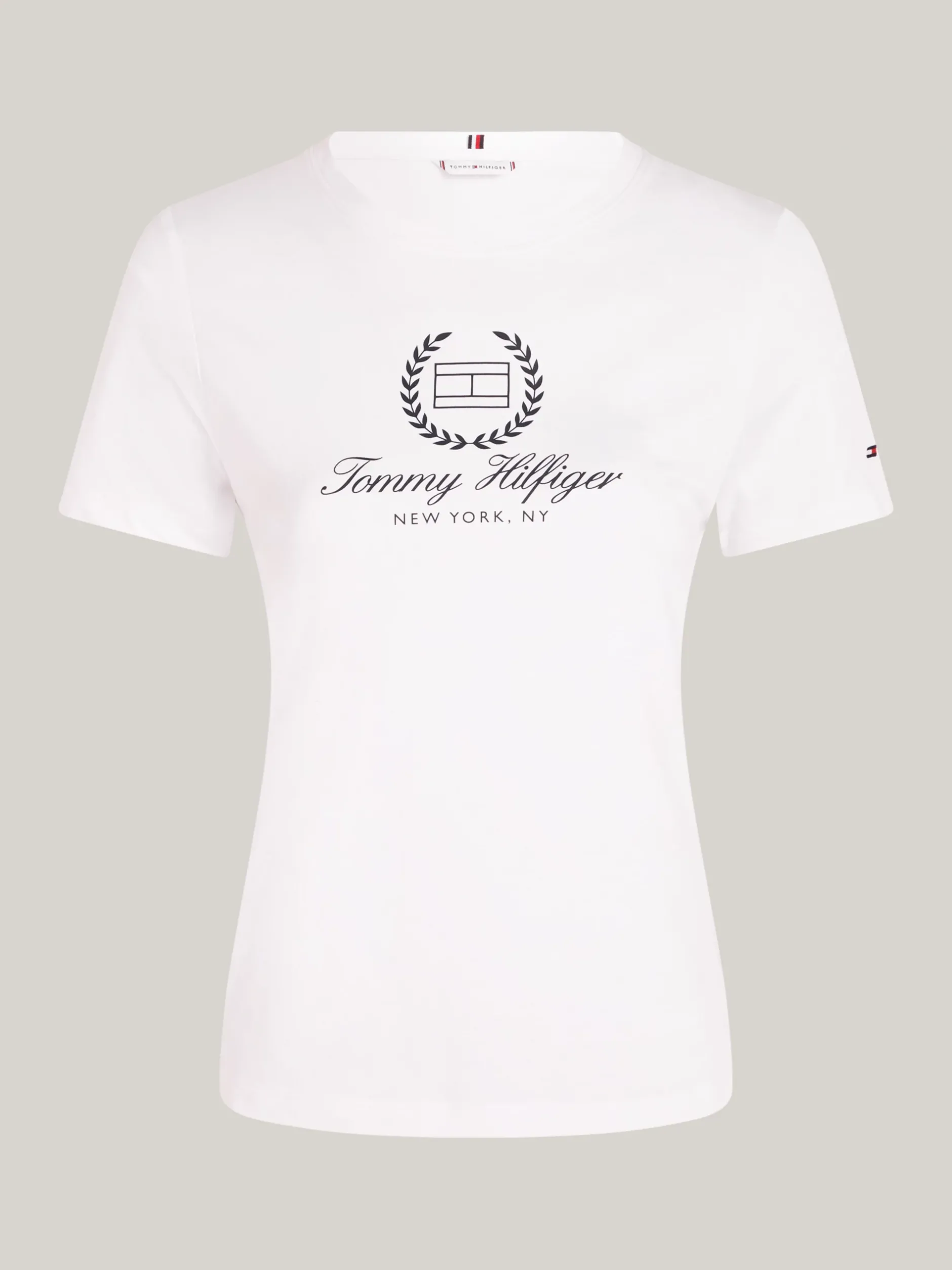 T-Shirty*Tommy Hilfiger T-shirt Z Logo I Okrągłym Dekoltem TH OPTIC WHITE