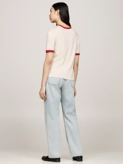 T-Shirty*Tommy Hilfiger T-shirt Z Logo W Uczelnianym Stylu CLASSIC BEIGE