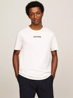 T-Shirty*Tommy Hilfiger T-shirt Z Monotypowym Logo Hilfiger ANCIENT WHITE