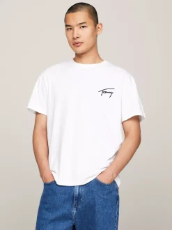 T-Shirty*Tommy Hilfiger T-shirt Z Okrągłym Dekoltem Z Logo WHITE