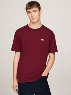 T-Shirty*Tommy Hilfiger T-shirt Z Okrągłym Dekoltem I Naszywką Tommy DEEP ROUGE