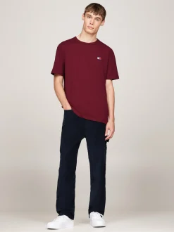 T-Shirty*Tommy Hilfiger T-shirt Z Okrągłym Dekoltem I Naszywką Tommy DEEP ROUGE