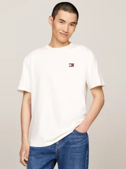 T-Shirty*Tommy Hilfiger T-shirt Z Okrągłym Dekoltem I Naszywką Tommy ANCIENT WHITE