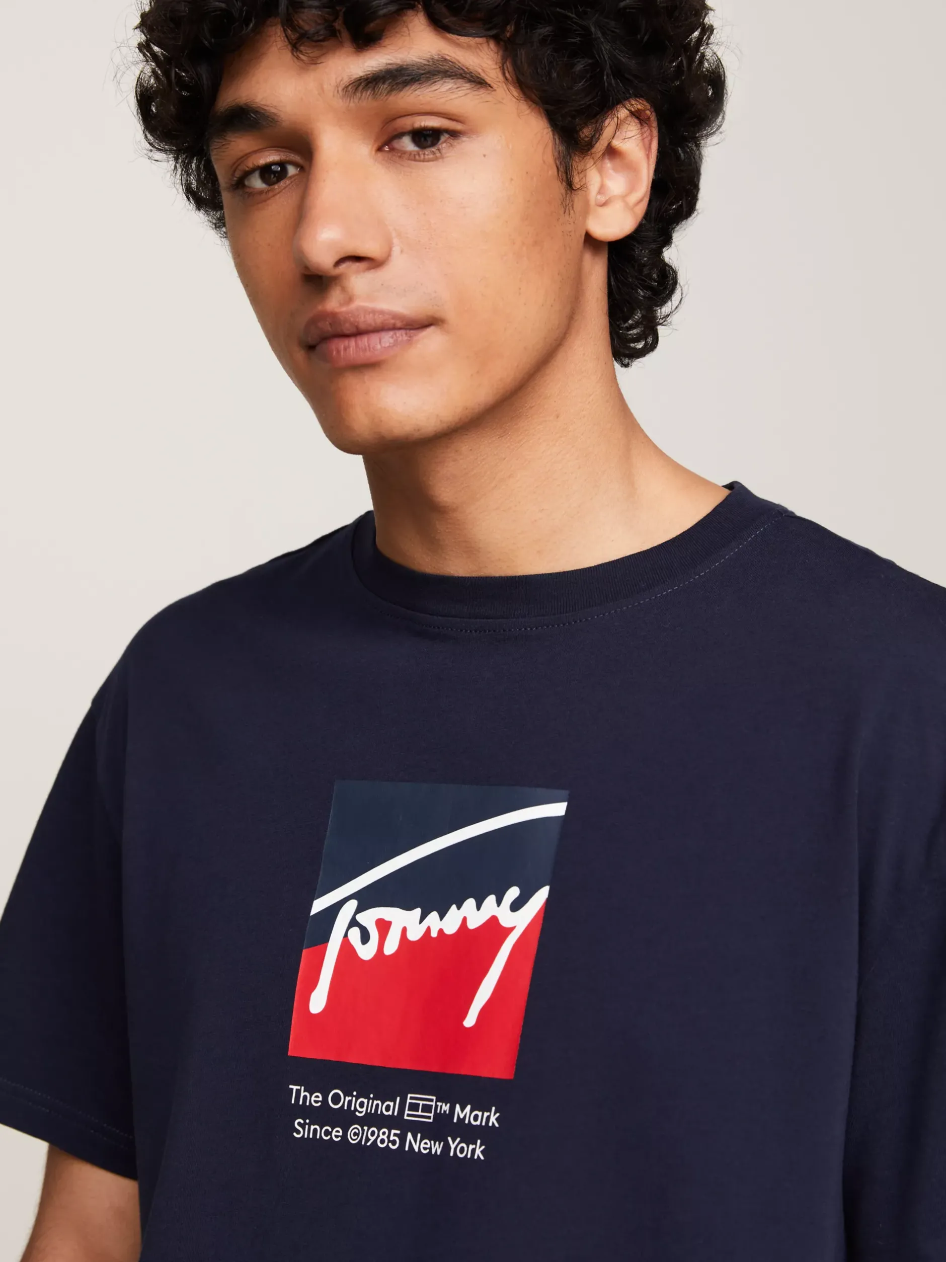 T-Shirty*Tommy Hilfiger T-shirt Z Okrągłym Dekoltem Z Logo DARK NIGHT NAVY