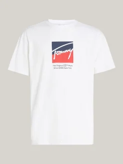 T-Shirty*Tommy Hilfiger T-shirt Z Okrągłym Dekoltem Z Logo WHITE