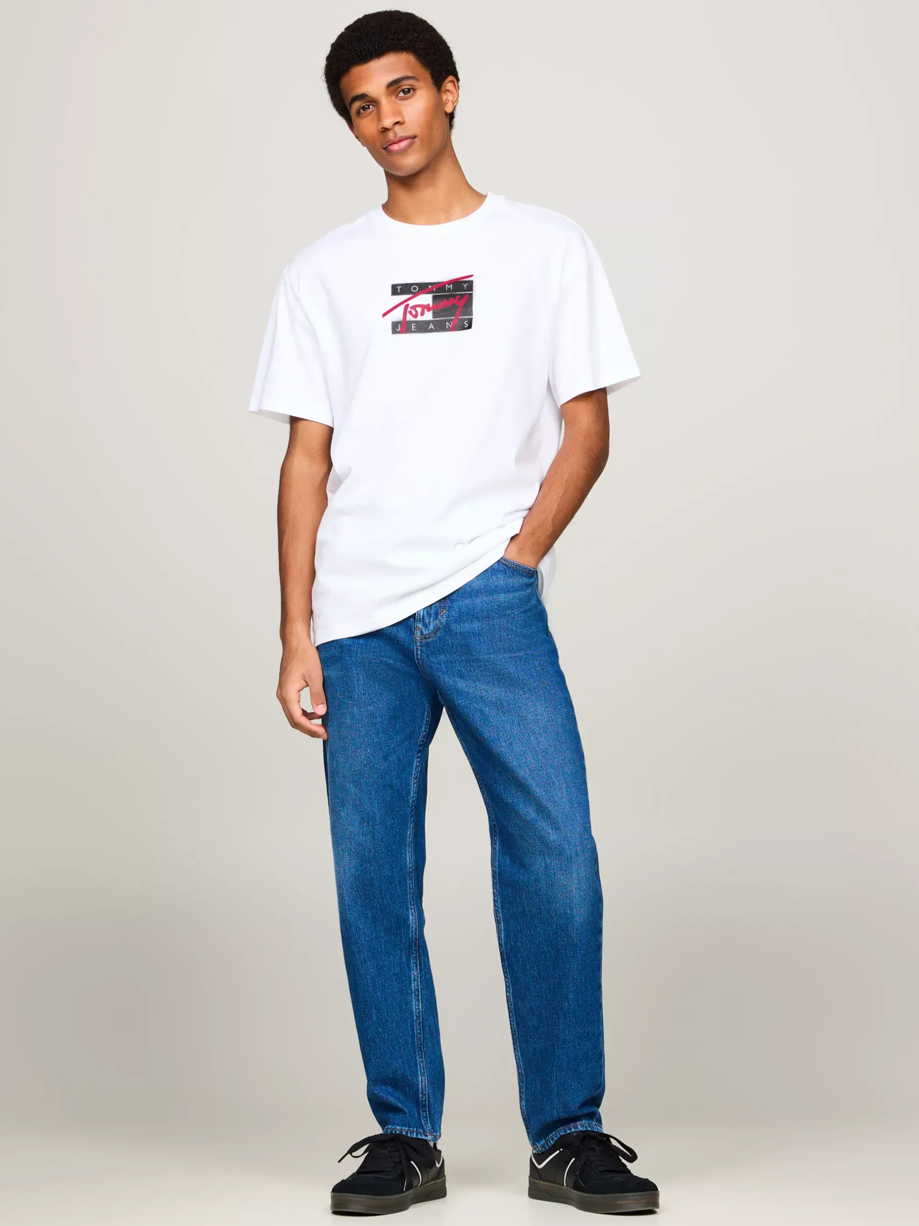 T-Shirty*Tommy Hilfiger T-shirt Z Okrągłym Dekoltem I Logo WHITE