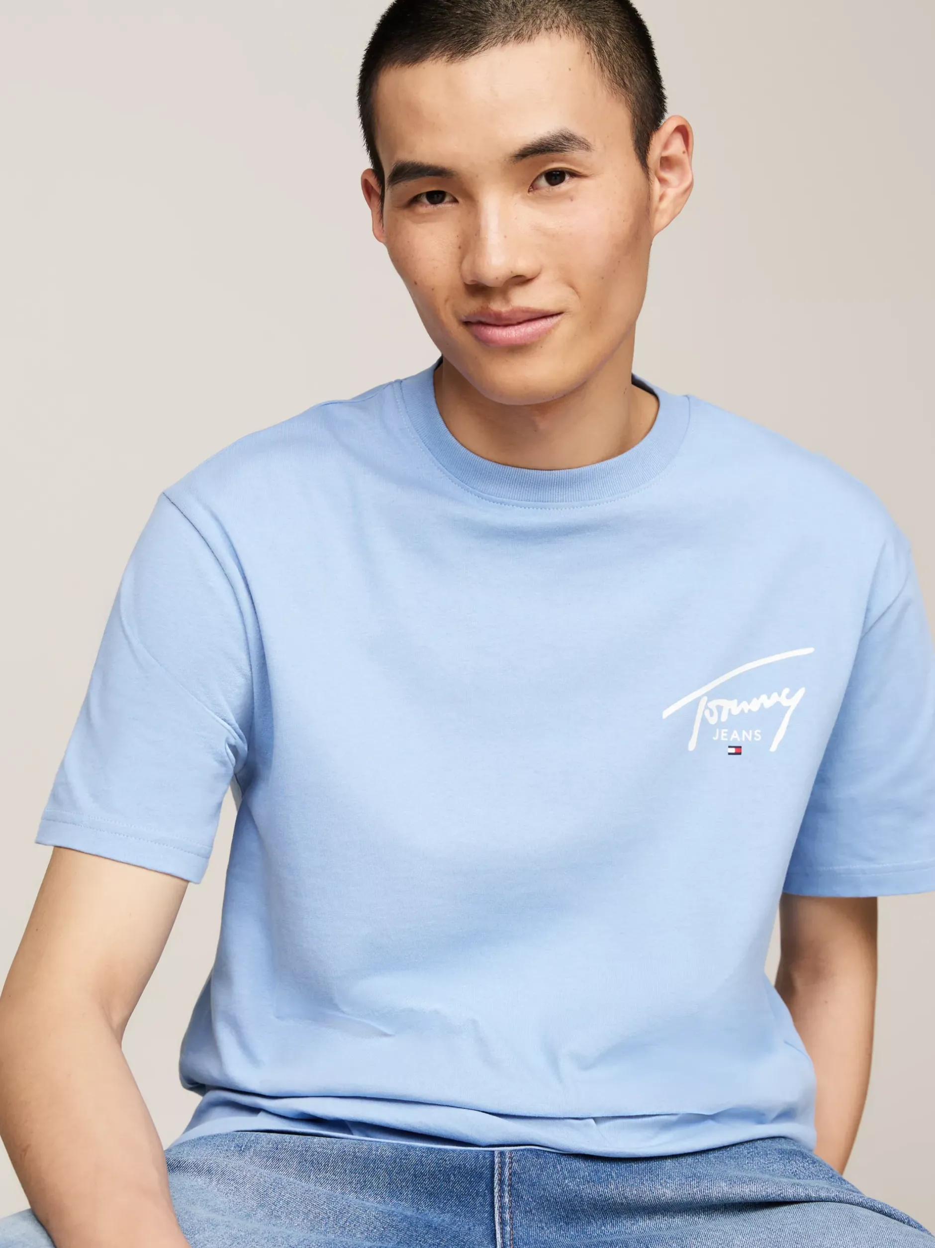 T-Shirty*Tommy Hilfiger T-shirt Z Okrągłym Dekoltem I Logo WESTSIDE BLUE