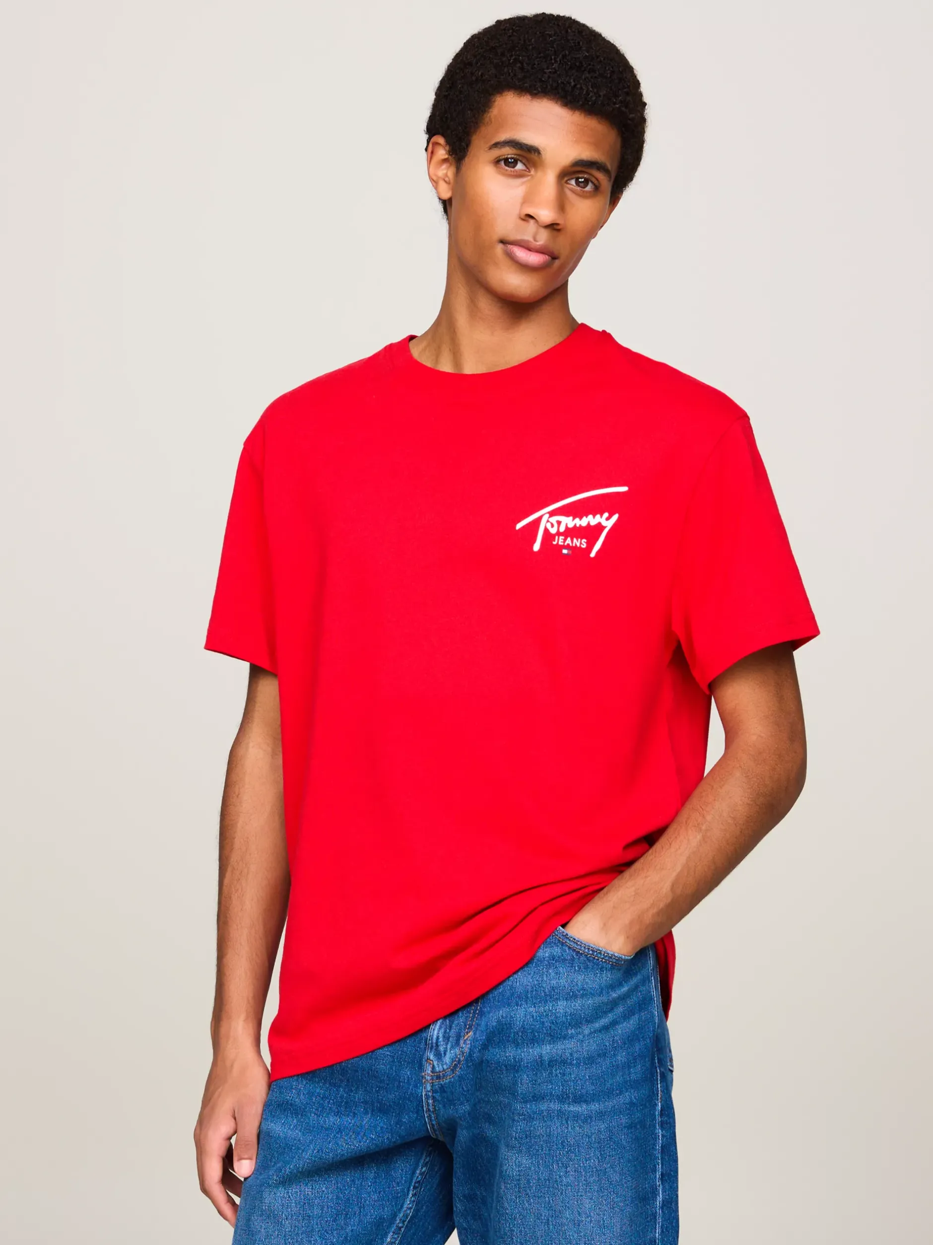 T-Shirty*Tommy Hilfiger T-shirt Z Okrągłym Dekoltem I Logo DEEP CRIMSON