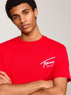 T-Shirty*Tommy Hilfiger T-shirt Z Okrągłym Dekoltem I Logo DEEP CRIMSON