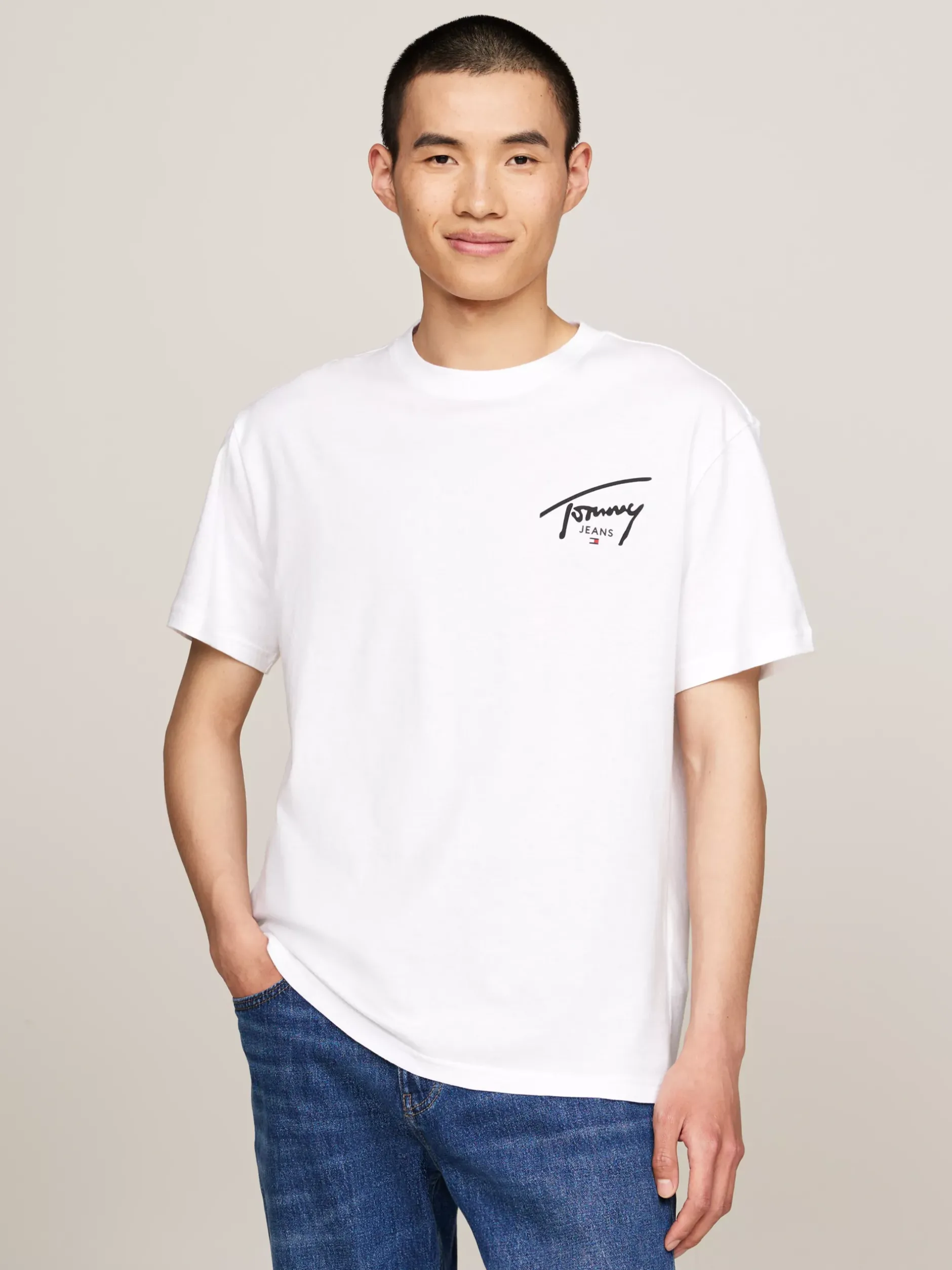 T-Shirty*Tommy Hilfiger T-shirt Z Okrągłym Dekoltem I Logo WHITE