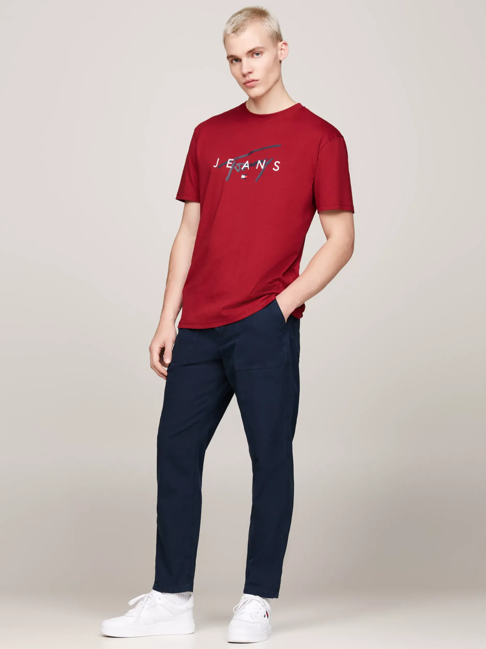 T-Shirty*Tommy Hilfiger T-shirt Z Okrągłym Dekoltem I Logo REGATTA RED