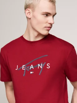 T-Shirty*Tommy Hilfiger T-shirt Z Okrągłym Dekoltem I Logo REGATTA RED