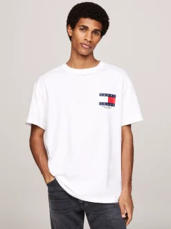 T-Shirty*Tommy Hilfiger T-shirt Z Okrągłym Dekoltem I Logo Z Tyłu WHITE